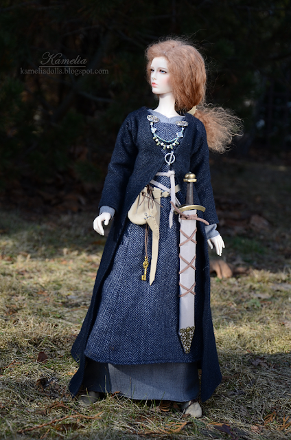 Wool dress and coat for bjd doll