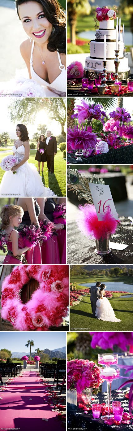 The head table was covered in large ostrich feathers