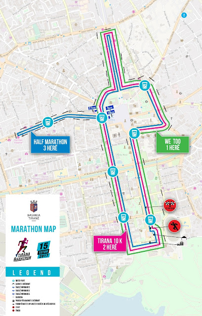 Tirana marathon map