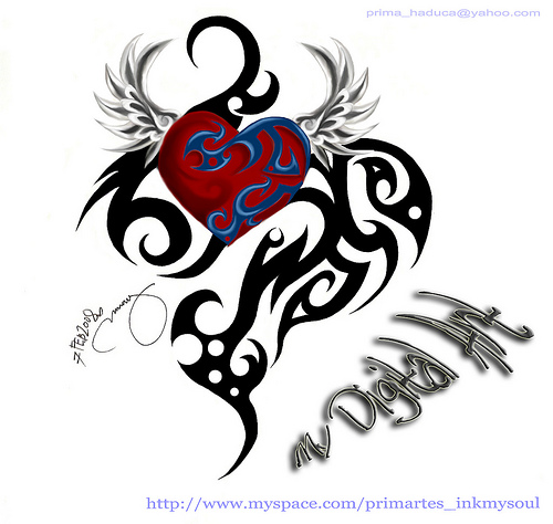 tribal heart tattoos with names. wallpaper Heart Tattoo Designs