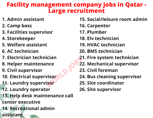 Facility management company jobs in Qatar - Large recruitment