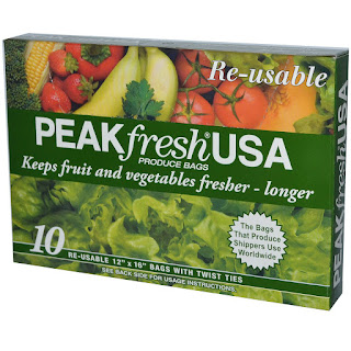 أكياس حفظ الفواكة والخضروات لفترة طويلة  PEAKfresh USA, Produce Bags, Reusable, 10 - 12" x 16" Bags, with Twist Ties