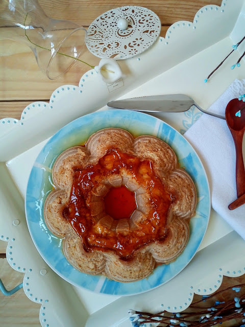 Flan de manzana en Crockpot (olla de cocción lenta). Receta sencilla, fácil y rápida que sabe y huele a otoño.Postre merienda Caramelo Baño maría Cuca