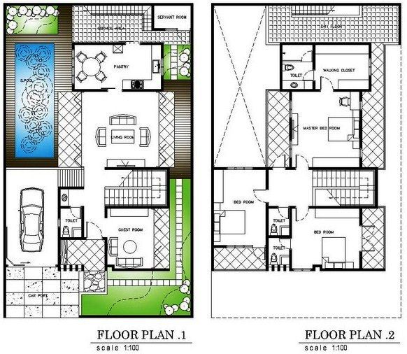 14+ contoh gambar denah rumah minimalis 2 lantai 3D ukuran 