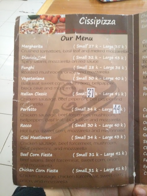 Daftar Menu Cissipizza