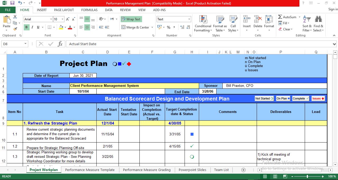 project plan excel template