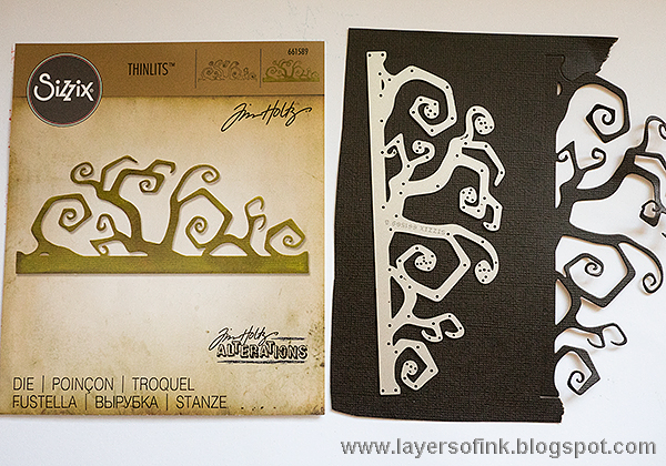 Layers of ink - Double Embossing Tutorial by Anna-Karin Halloween Gothic Gate Tag