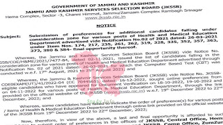 Jkssb health & medical education department Selection List 2022