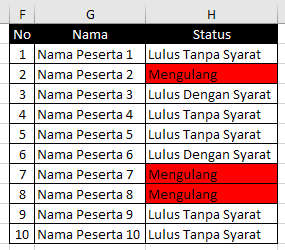 Cara menandai sel yang berisi teks 5