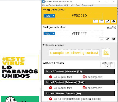 análisis con la herramienta Colour Contrast analyser