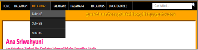 Cara Membuat Menu Horizontal Blog Drop Down Search Engine