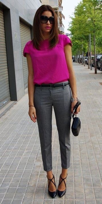 Office Outfit with Cropped Pants