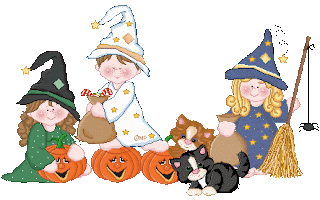 niños y niñas disfrazados de brujas y brujos