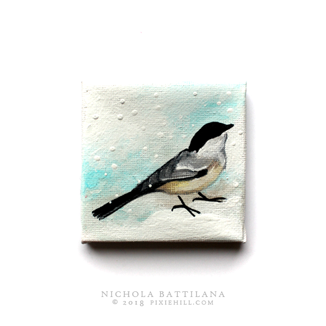 Wee winter bird, acrylic on canvas - Nichola Battilana