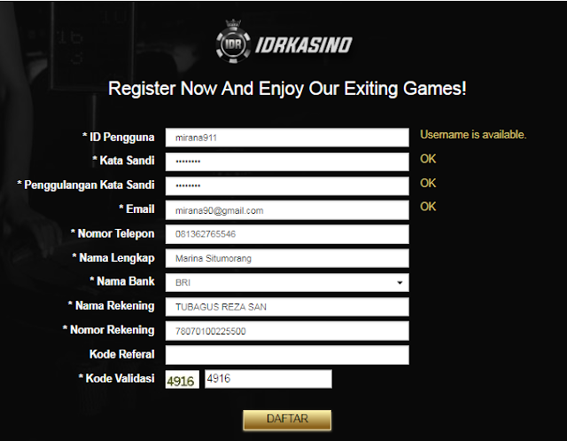 cara daftar akun casino online idrkasino