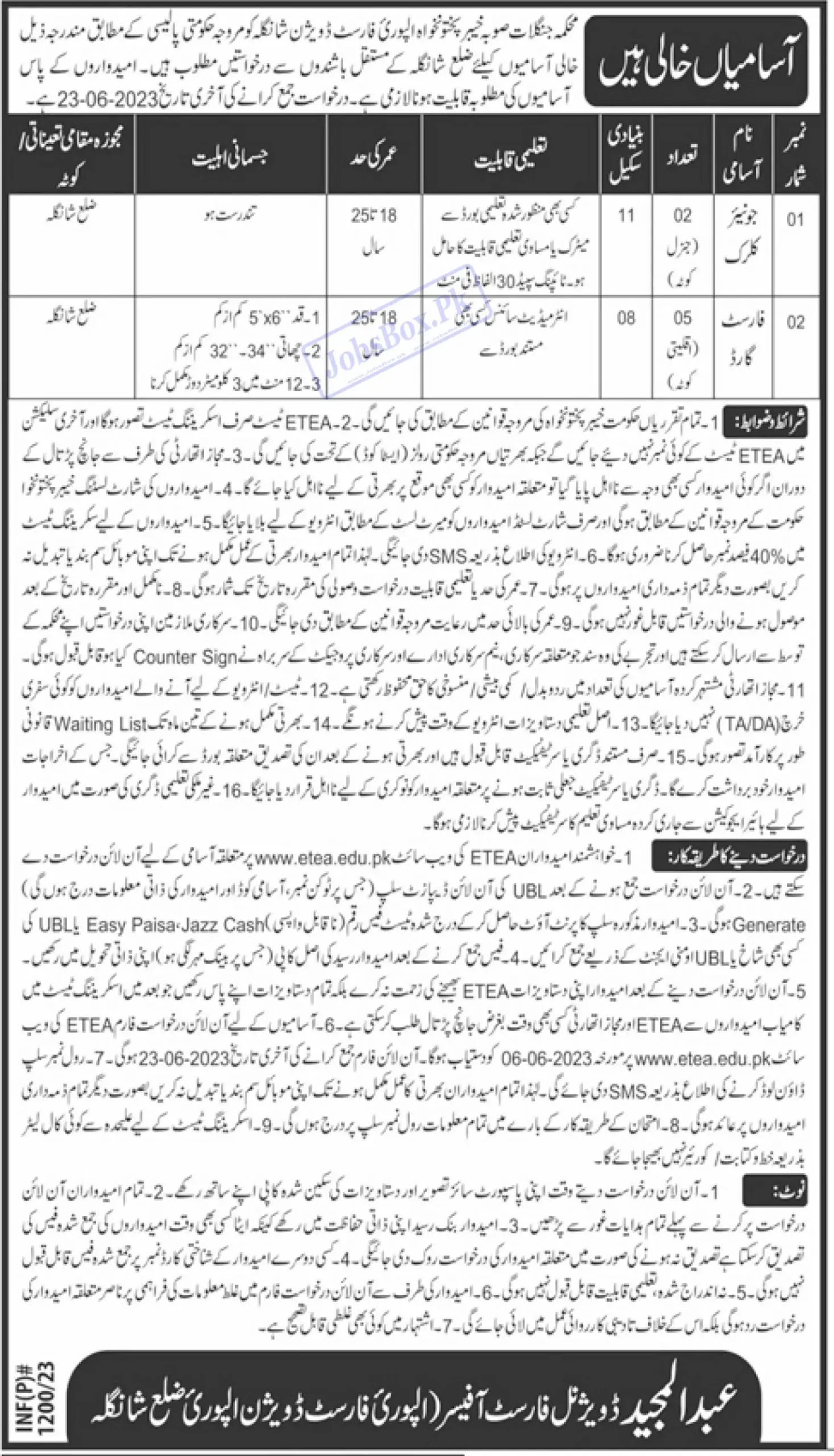 Forest Department KPK Jobs 2023 - Latest Advertisement