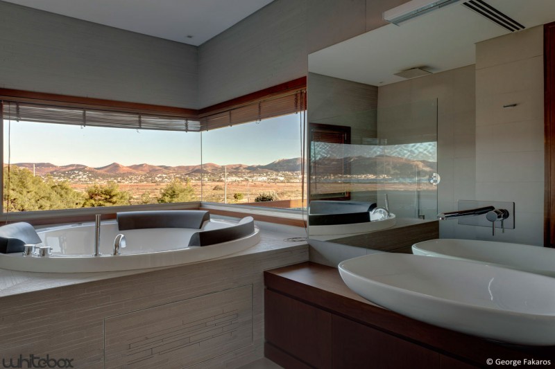 bath room view transparant Stone House in Anavissos