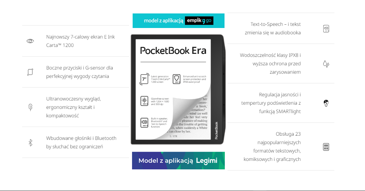 PocketBook Era z Legimi i Empik Go - opis czytnika ze strony Pocketbook.pl