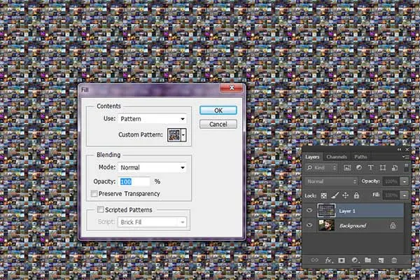 Fill the layer with the mosaic pattern