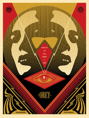 “I See Static” Obey Giant Red Edition Screen Print by Shephard Fairey