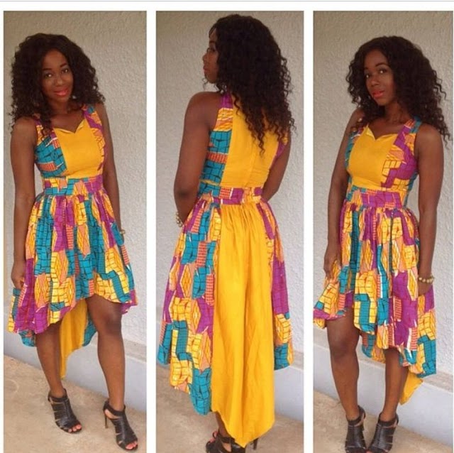 2015 Ankara Creative Style Mixed with Yellow Lace Fabric