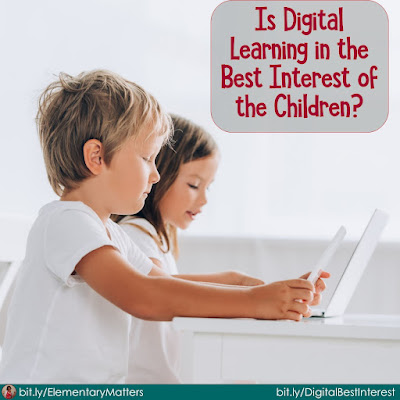 Digital Learning? There has been a lot of push for digital learning lately, for a variety of reasons, but don't forget the need for hands-on learning!