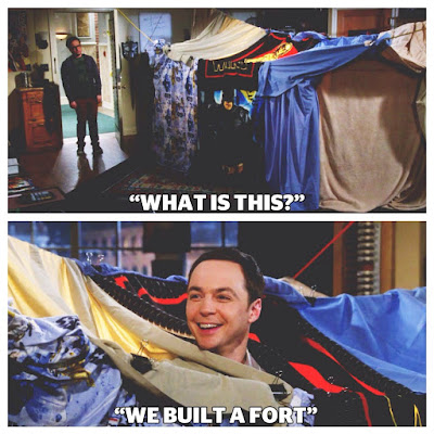 Big Bang Theory- Sheldon and Amy build a fort with blankets