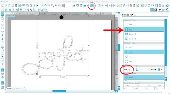 Silhouette tutorial, Silhouette cameo, rhinestone, single line rhinestone, edge option