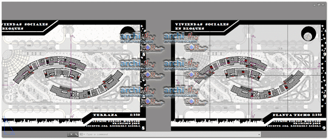 Horizontal projections of the project Of workshop 5 social housing blocks dwg 