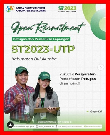 Pendaftaran Sensus Pertanian BPS Kabupaten Bulukumba Tahun 2023