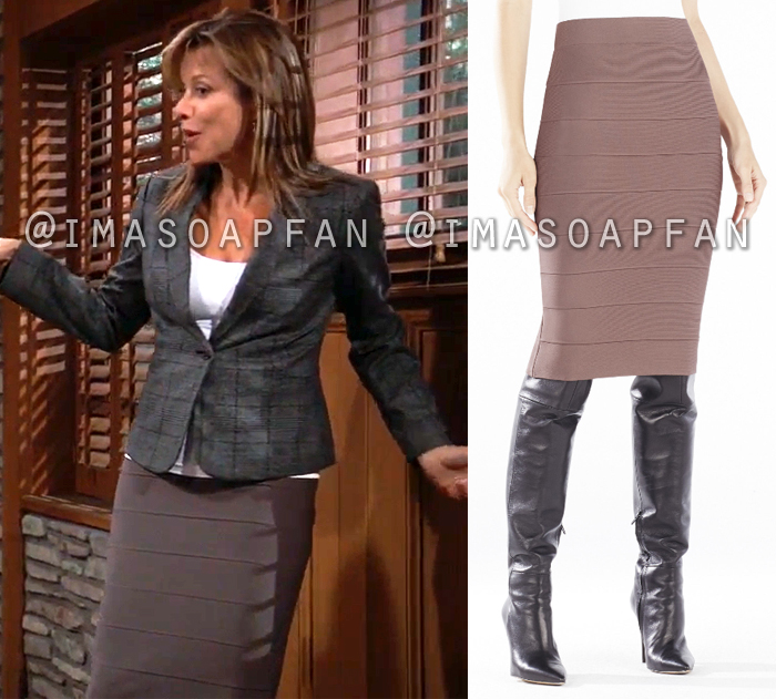 Alexis Davis, Nancy Lee Grahn, Brown Bandage Pencil Skirt, BCBG, General Hospital, GH