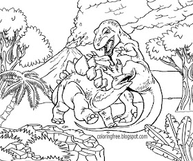 Lost land of volcanic eruptions stegosaurus dinosaurs herbivores and T Rex dinosaur coloring pages