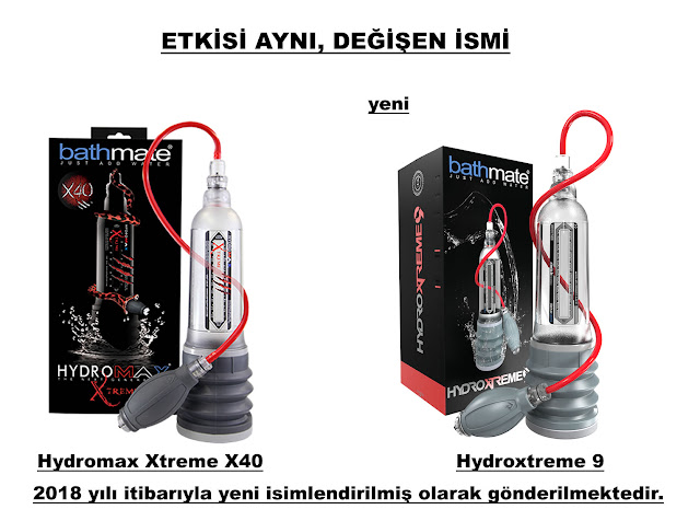 Bathmate Hydromax Xtreme X40 adı artık Bathmate Hydroxtreme 9 oldu.