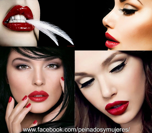 maquillaje para ojos y labios rojos