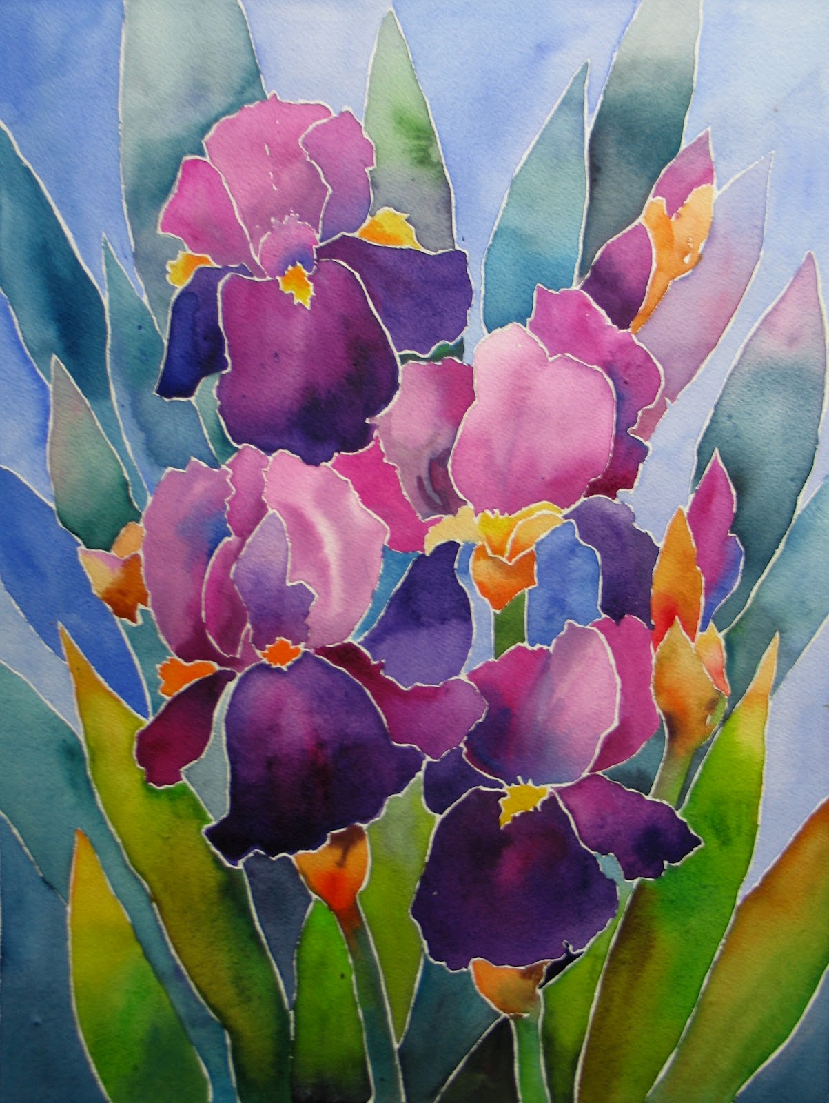 12 arches   watercolor stained x glass 16 glass paper play iris on painting watercolor in watercolor