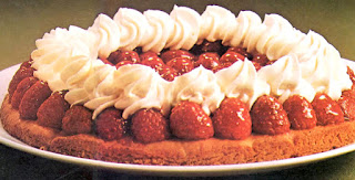 Danish dessert of raspberries on a shortcake base topped with whipped cream.