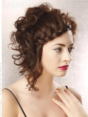 short curly hairstyle braids angle