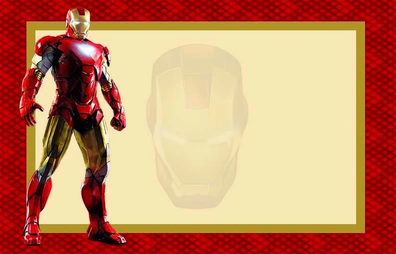 Para hacer invitaciones, tarjetas, marcos de fotos o etiquetas, de Iron Man  para imprimir gratis.