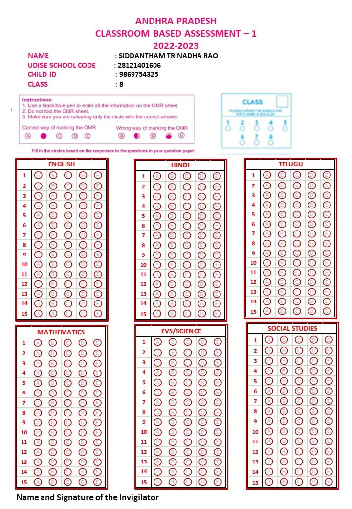 SCERT- AP  Classroom Based Assessment (CBA) for classes I to VIII, FA 1 for classes IX & X – Timetable for the Academic year 2022-23 – Orders