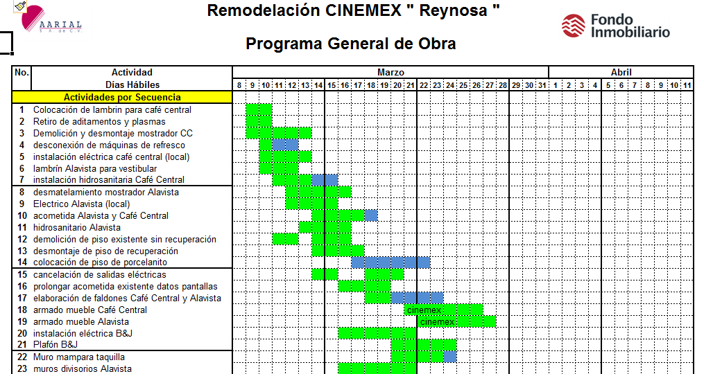 Reynosa: 4.-programa de obra corte al 26 marzo.