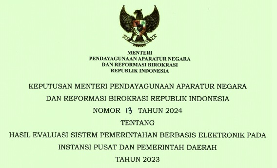 Keputusan Menteri PANRB atau Kepmenpan RB Nomor 13  Tahun 2024