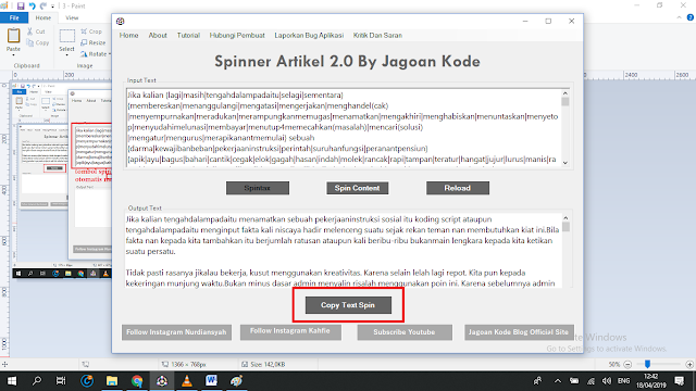 Pada tahap ini saya akan membahas mengenai cara penggunaan dari aplikasi yang saya buat se Tutorial Cara Menggunakan Aplikasi Spinner Artikel 2.0 Jagoan Kode