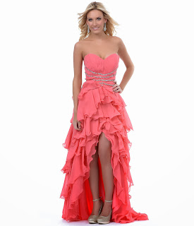 Ruffles Chiffon High Low Prom Dress