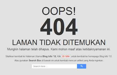 Info Blog, Error 404