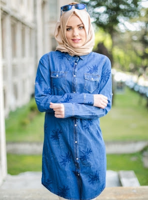 Model Atasan Baju Muslim Jeans Terbaru