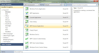 Adding a new Console Application Project named “DiscoveryProxy” 