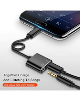 Cellme Type-C Audio Splitter 2 in1 Adapter 3.5mm Audio Jack Music Headphone Splitter & Type C USB Charging Cable Converter for All Type-C Smartphone - Black Colour