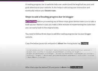 Cara Membuat Reading Progress Bar di Postingan Blogger