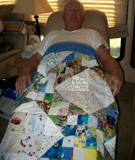 A smaller quilt than bed sized, great for chair or couch cover up.