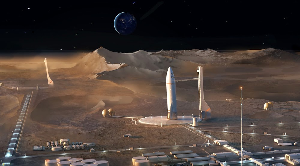 SpaceX's Starship landing pad at Lunar colony by Jort van Welbergen